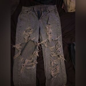 American eagle ripped light wash baggy jeans